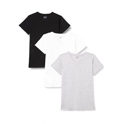 Abbildung von berydale Damen T Shirt Bd158, Weiß/Hellgrau Melange/Schwarz 3er Pack, S