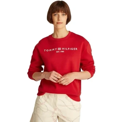 Abbildung von Tommy Hilfiger Damen Sweatshirt ohne Kapuze, Rot (Primary Red), L