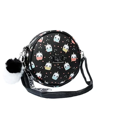 Abbildung von Oh My Pop! Pandicorn Kleiner Runde Schultertasche, Schwarz