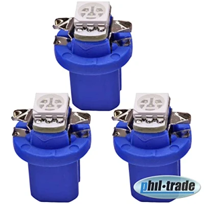 Abbildung von 3 x B8.5d Tacho Beleuchtung LED 5050 SMD BAX10D high Power Blau Umbauset kompatibel für Opel Corsa B Tigra A