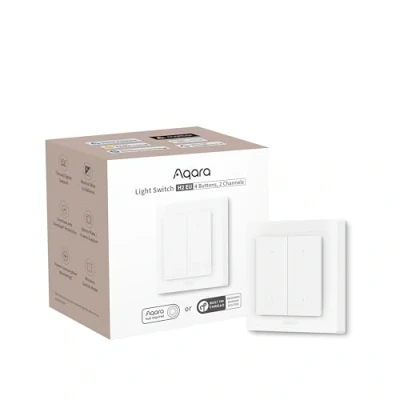 Abbildung von Aqara Lichtschalter H2 EU (2 in 1 Neutral, 4 Tasten 2 Kanäle), Thread/Zigbee Protokoll, Smarter Wandschalter, Unterstützt Apple Home, Alexa, Google Home und Assistant, Matter über Thread