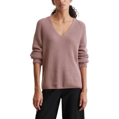 Abbildung von Marc O&#039;Polo Longsleeve V NECK Strickpullover, Damen, Größe: Small, Dark mauve