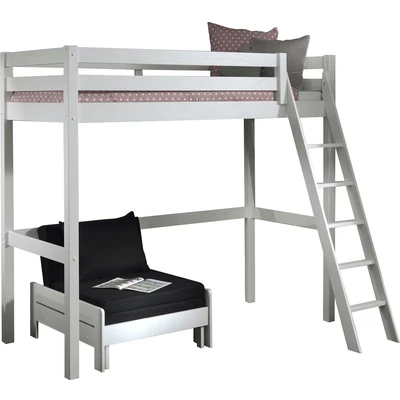 Abbildung von Vipack Hochbett, (Made in Europe), Hochbett mit 90 x 200 cm Liegefläche, grau oder weiß lackiert