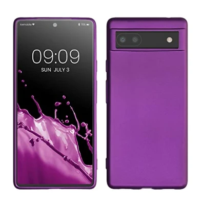 Abbildung von kwmobile Case kompatibel mit Google Pixel 6a Hülle Schutzhülle aus Silikon metallisch schimmernd Handyhülle Metallic Violett