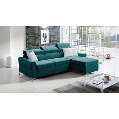 Abbildung von All4All Ecksofa mit Schlaffunktion Bari 244x174 cm Eckcouch Bettkasten Sofa in L Form Schlafsofa Klein Rechte Seite Meerblau Velvetstoff Modern 26