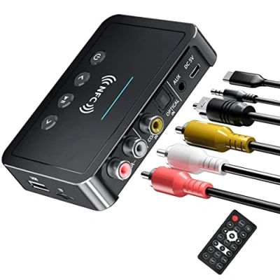Abbildung von YUEYUEKE NFC Bluetooth Transmitter Empfänger, 5.0 Adapter 3 in 1 Audio 3.5mm AUX/RCA Stereoanlage for Speaker, TV, Computers and Car TV Radios