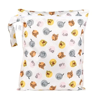 Abbildung von Bumkins Aduoke Waterproof Wet Bags for Baby, Disney Winnie The Pooh, Travel, Swimsuit, Cloth Diapers, Pump Parts, Gym Clothes, Toiletries, Strap to Stroller, Zipper Reusable Bag