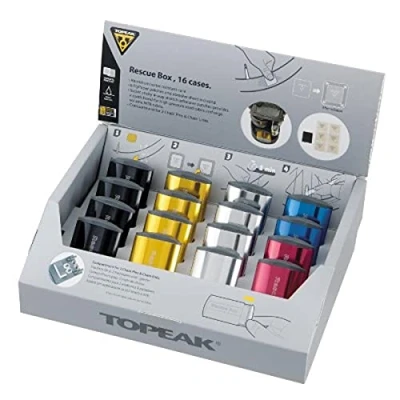 Abbildung von Topeak Unisex Erwachsene Rescue Box Reparaturset (16 Stück), Mehrfarbig, 6 x 3.6 1.2 cm