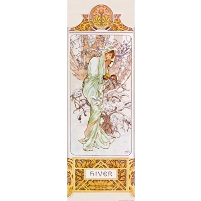 Abbildung von 1art1 Alphonse Mucha Poster Die Vier Jahreszeiten II, Winter, 1896 Kunstdruck Bild 158x53 cm