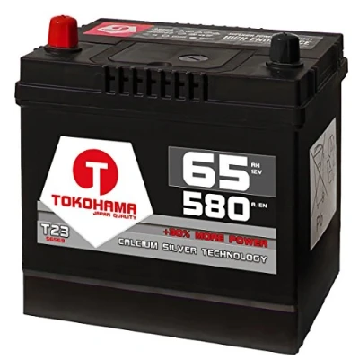 Abbildung von Tokohama Autobatterie 65Ah 580A/EN Asia Japan Starter Batterie Plus Pol Links ersetzt 60Ah 12V