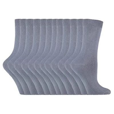 Abbildung von 12er Pack Damen Baumwolle Bunt Socken Sock Snob Dünn Bequem Crew Uni Farbig für (37 42, Grau)