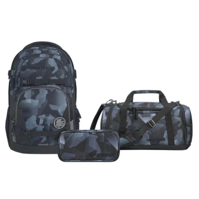 Abbildung von coocazoo Schulranzen Schulrucksack Set PORTER Grey Rocks 3 teilig (Rucksack, Mäppchen, Sporttasche), ergonomisch, Körpergröße: 135 180 cm, reflektiert
