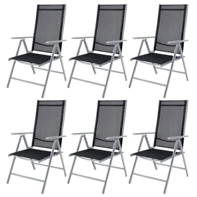 Abbildung von Casaria® Gartenstühle 6er Set Hochlehner Klappbar 8 Fach Verstellbar Camping Stuhl Aluminium Wetterfest Klappstuhl 120kg Belastbarkeit Garten Balkon