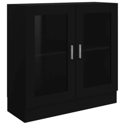 Abbildung von vidaXL Vitrinenschrank Bücherschrank Aktenschrank Büroschrank Vitrine Schrank Bücherregal Sideboard Schwarz 82,5x30,5x80cm Holzwerkstoff