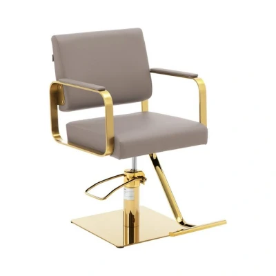 Abbildung von Physa Otley BEIGE &amp; Gold Friseurstuhl mit Fußstütze 900 1050 mm 200 kg Beige/Goldfarben Barberstuhl Friseursessel höhenverstellbar Bedienstuhl Friseur