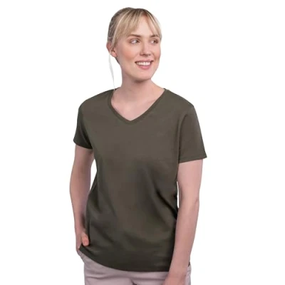 Abbildung von HRM Damen F Luxury V Neck Tee, Olive, 3XL