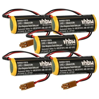 Abbildung von vhbw 5X Batterie Ersatz für Ge Fanuc A02B 0200 K102, A98L 0031 0012, A98L00310012, CR17540SE RL Steuereinheit (2000 mAh, 3 V, Li MnO2)