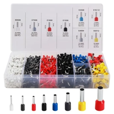 Abbildung von 1800 Stück Aderendhülsen set für 0,5 10 mm² Kabel, 8 Spezifikationen, Isolierungs Steckverbinder Kits eine Vielzahl von Verdrahtungsanforderungen,Standard Klemmen elektro nach DIN 46228 4:2020 03