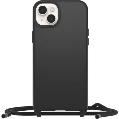 Abbildung von OtterBox React Necklace Hülle mit MagSafe für iPhone 14 Plus, ultraschlanke, schützende Verstellbarer und Abnehmbarer Handykette, Schwarz
