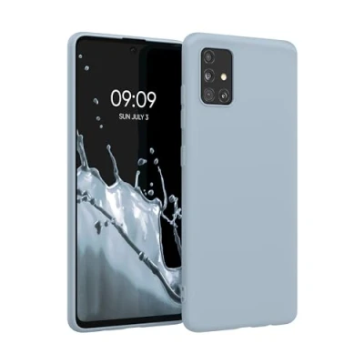 Abbildung von kwmobile Hülle kompatibel mit Samsung Galaxy A51 weiches TPU Silikon Case Cover geeignet für kabelloses Laden Hellblau matt