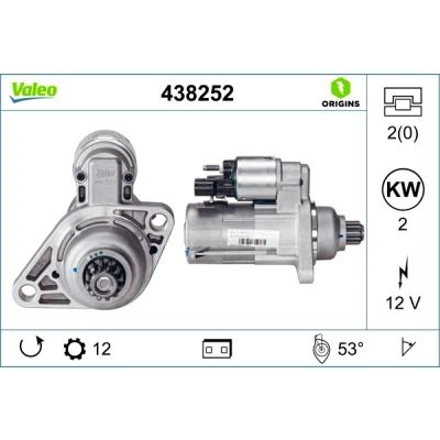 Abbildung von VALEO 438252 Anlasser 12 2 NEW ORIGINAL PART VOLKSWAGEN: Caddy 3 Kombi, Kastenwagen, Golf 7 Schrägheck, SKODA: Octavia Combi