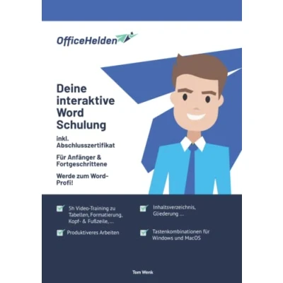 Abbildung von Deine interaktive Word Schulung inkl. Abschlusszertifikat I 5h Video Training zu Tabellen, Formatierung, Kopf &amp; Fußzeile, Inhaltsverzeichnis Für Anfänger Fortgeschrittene Werde zum Profi