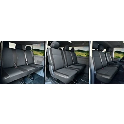 Abbildung von Z4L Sitzbezüge Kunstleder mit Stoff passgenau passend für T6 Transporter/Caravelle/Multivan ab 2015/19 9 Sitzer Viva