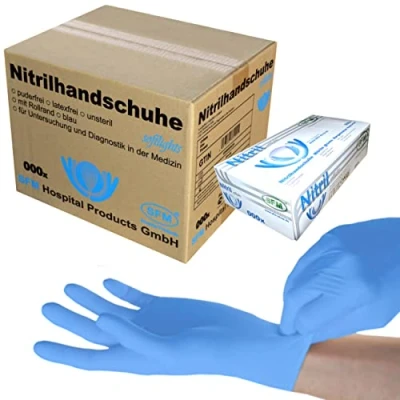 Abbildung von SFM ® SOFTLIGHTS Nitril : XS, S, M, L, XL, XXL blau puderfrei F tex Einweghandschuhe Einmalhandschuhe Untersuchungshandschuhe Nitrilhandschuhe XS (100)