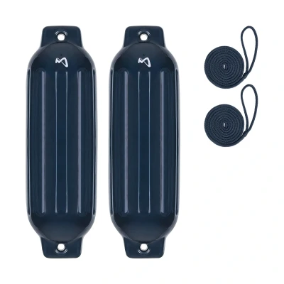 Abbildung von Mesle Fender Boot Dura 2er Set mit Leine, ø 14 cm 51 lang, Langfender aufblasbar, Bootsfender, Schiff Yacht Schlauchboot