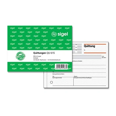 Abbildung von SIGEL QU615 Quittungsblock A6 quer, 50 Blatt, aus nachhaltigem Papier