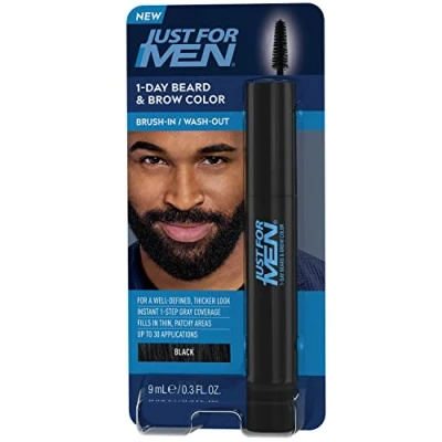 Abbildung von Just for Men 1 Tage Bart und Augenbrauenfarbe, temporäre Farbe für Augenbrauen, einen volleren, gut definierten Look, bis zu 30 Anwendungen, schwarz