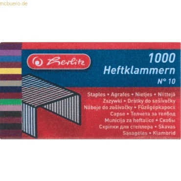 Abbildung von Herlitz Agrafes No. 10, 2 x 1000 Pièces Sur Carte, Galvanisé 10