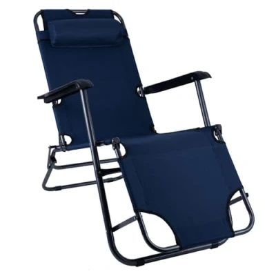 Abbildung von etc shop Klappstuhl, Campingstuhl Klappstuhl mit Kopfkissen Gartenstuhl klappbar L 153 cm