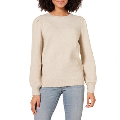 Abbildung von Amazon Essentials Damen Soft Touch Pullover mit plissierter Schulter und Rundhalsausschnitt, Beige, XL