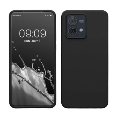 Abbildung von kwmobile Hülle kompatibel mit Motorola Moto G84 5G Silikon Handy Case Handyhülle weiche Oberfläche kabelloses Laden Schwarz