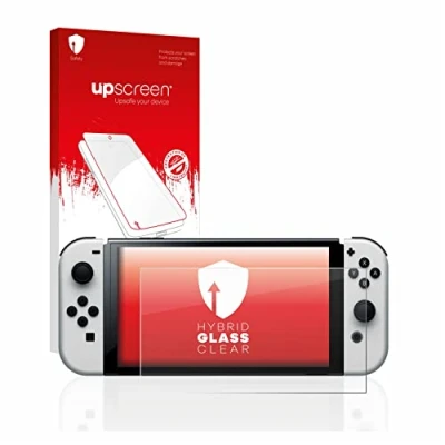 Abbildung von upscreen Schutzglas für Nintendo Switch OLED Modell Schutzfolie, Glas Folie [Klar, 9H Panzerschutz, Anti Fingerprint]