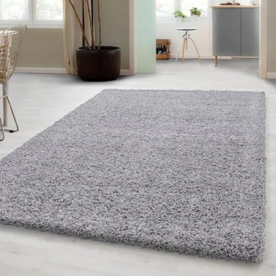 Abbildung von Carpetsale24 Shaggy Hochflor Teppich, 140x200 cm, Hellgrau, weich, flauschig, modern, einfarbig, Vielseitig einsetzbar im Wohnbereich, für Wohnzimmer Schlafzimmer Flur