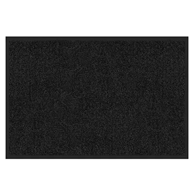 Abbildung von etm Hochwertige Fußmatte schadstoffgeprüft bewährte Eingangsmatte in Gewerbe &amp; Haushalt Schmutzfangmatte mit Top Reinigungswirkung Sauberlaufmatte waschbar rutschfest (120x600 cm, Schwarz)