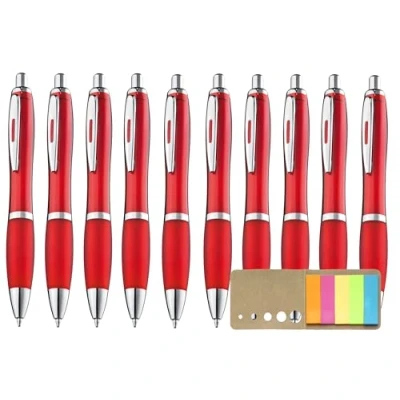 Abbildung von Libetui 10 Stück ergonomische Kugelschreiber Rot rutschfeste Griffzone Großraumine Blau Kuli blauschreibend Rote Kulischreiber blaue Tinte ballpoint pen