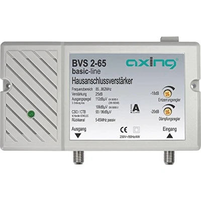 Abbildung von Axing BVS 2 65 Hausanschlussverstärker 25 dB für Kabelfernsehen digital (85 862 MHz, Rückkanal 5 MHz)