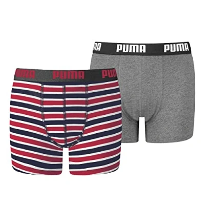 Abbildung von Puma BOYS Basic Boxer Printed Stripe 2 PACK Panties für Kinder, Größe: 164, Ribbon red