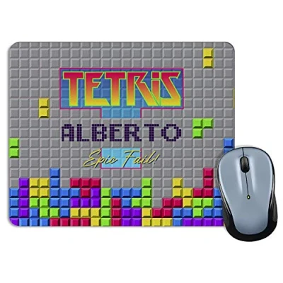 Abbildung von LolaPix Mauspad mit Namen. Personalisiertes Mauspad. Custom Mousepad. Unterseite aus rutschfestem Gummi. Personalisierte Geschenke. 18x22cm. Gamer Diverse Modelle. Tetris