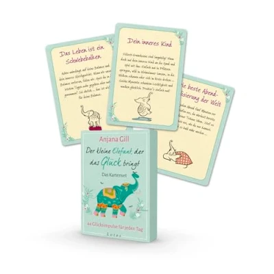 Abbildung von der kleine Elefant, Das Glück bringt Kartenset: 44 Glücksimpulse für jeden Tag. (44 Karten mit Booklet)