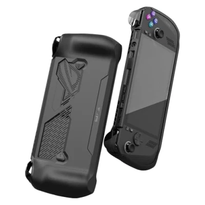 Abbildung von Skull &amp; Co. GripCase Ally for ROG X: A Soft Protective Case with Textured Grips Full Protection and Stand, Shock Absorption Non Slip Anti Scratch Cover Design Black