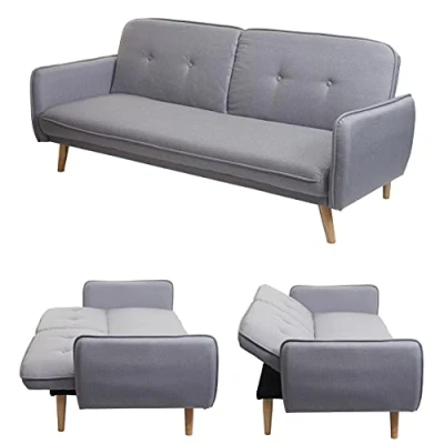 Abbildung von Mendler Schlafsofa HWC J18, Couch Klappsofa Gästebett Bettsofa, Schlaffunktion Stoff/Textil 185cm grau