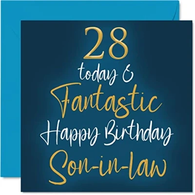 Abbildung von Stuff4 Fantastische Geburtstagskarte zum 28. Geburtstag für Schwiegersohn 28 Today &amp; Fantastic Happy Birthday Karte aus Schwiegersohn, Geburtstagsgeschenk, 145 mm x