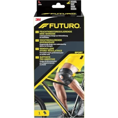 Abbildung von FUTURO Feuchtigkeitsregulierende Knie Bandage Leistungsstarkes Design zur Unterstützung bei Aktivitäten L (groß)