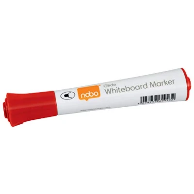 Abbildung von Nobo Glide Drywipe Whiteboardmarker Set, 10 Stück, Feine 2 mm Rundspitze, Rot, 1915266