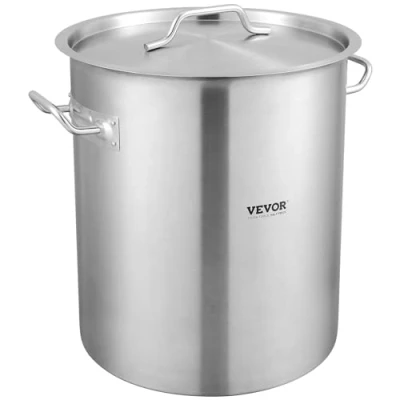 Abbildung von VEVOR Kochtopf 39,7 L Edelstahl, 350 x 410 mm Großvolumiger Suppentopf mit Sieb, als Spargeltopf Soßentopf Geeignet, Praktischer Küchentopf Große Zutaten, Induktionsherd Topf Induktionskochtopf