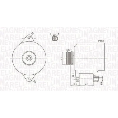 Abbildung von MAGNETI MARELLI 063731283010 Lichtmaschine 12V 70A MAZDA: MX 5 2, 323 F 6, FAMILIA
